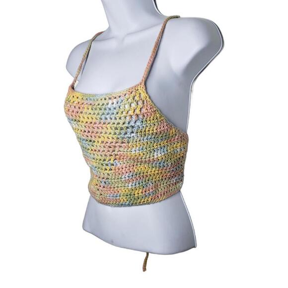 Women's OS  Multicolored Handmade Festival Boho Crochet Crop Top (1647) - Picture 2 of 3